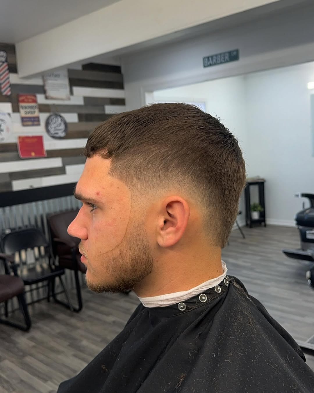 Sharp fade haircut at Cole Cutsss Barbershop Potterville MI